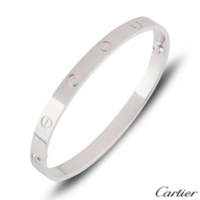 Cartier White Gold Plain Love Bracelet Size 21 B6035421 Cartier White Gold Plain Love Bracelet Size 21 B6035421